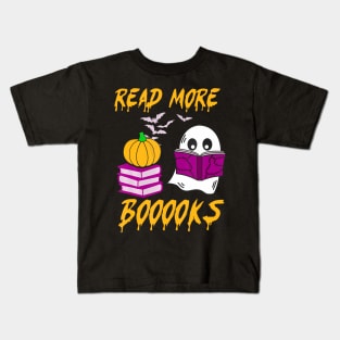 Read More Books Cute Ghost Boo Pumpkin Funny Halloween Kids T-Shirt